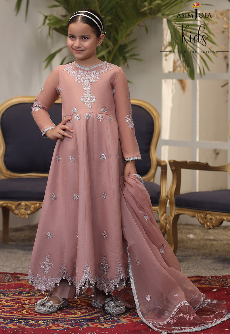 AJKFD-03 EMBROIDERED ORGANZA STITCHED 2 PCS