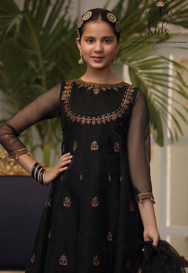 AJKFD-05 EMBROIDERED ORGANZA STITCHED 3 PCS