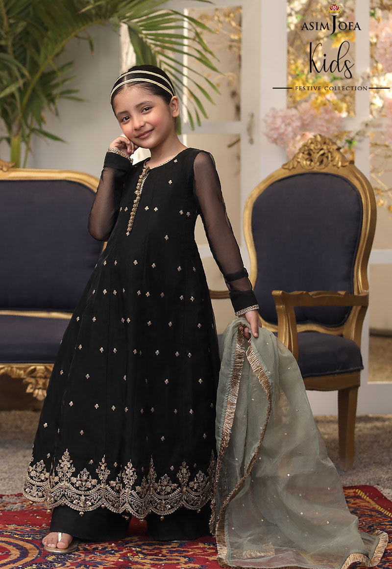 AJKFD-17 EMBROIDERED ORGANZA 3 PCS