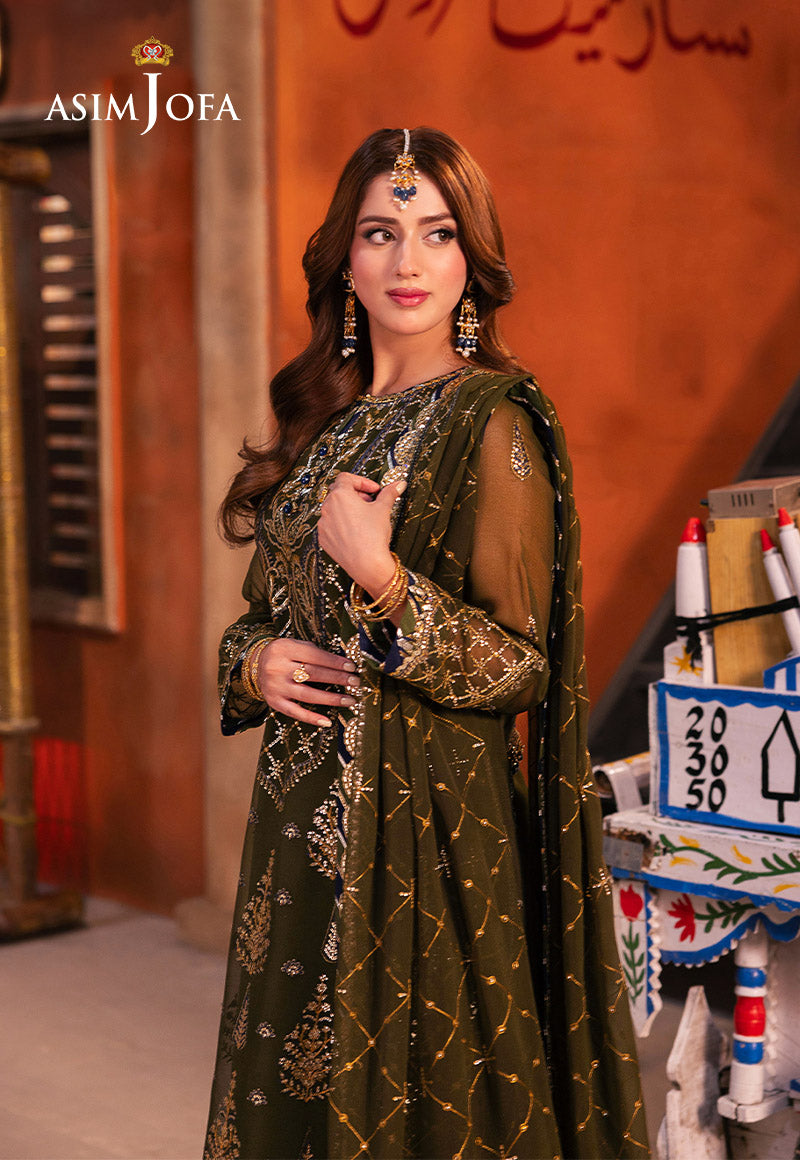 AJKKD-16 EMBROIDERED CHIFFON STITCHED 3 PCS