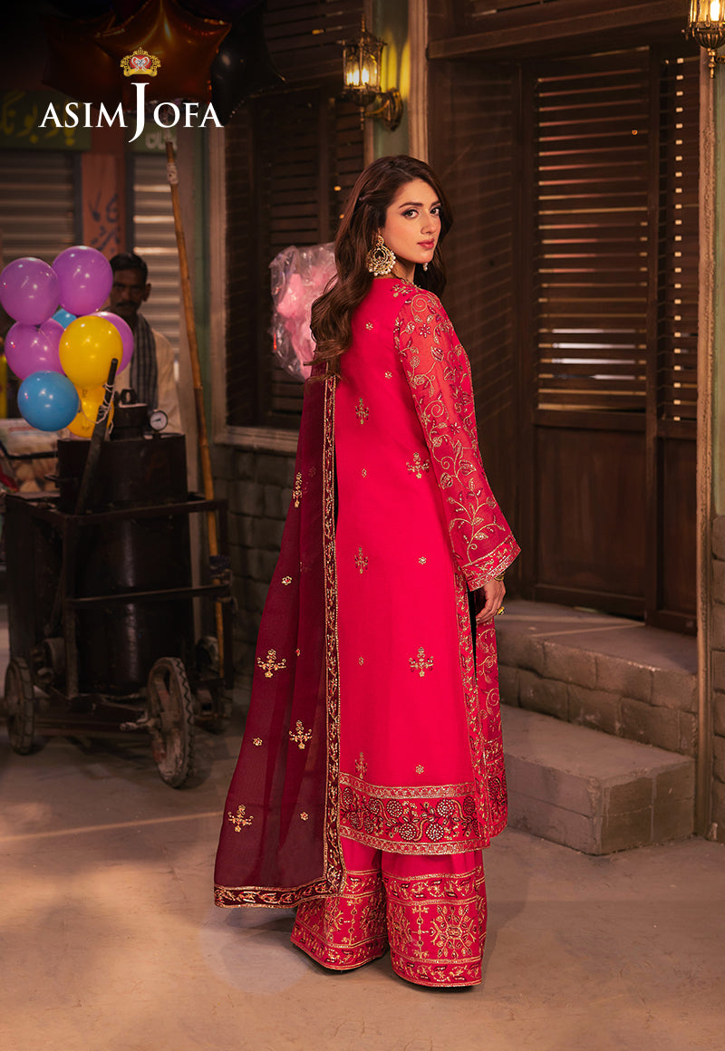 AJKKB-11 EMBROIDERED CHIFFON STITCHED 3 PCS