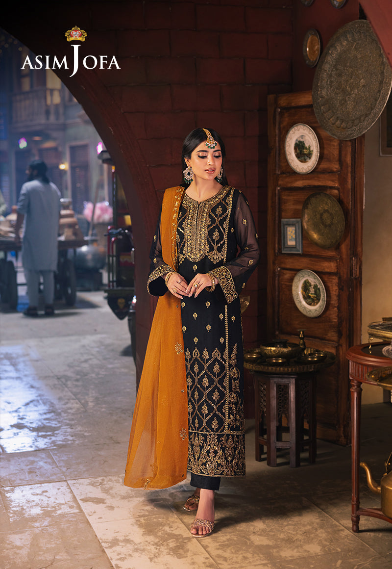 AJKKB-15 EMBROIDERED CHIFFON STITCHED 3 PCS