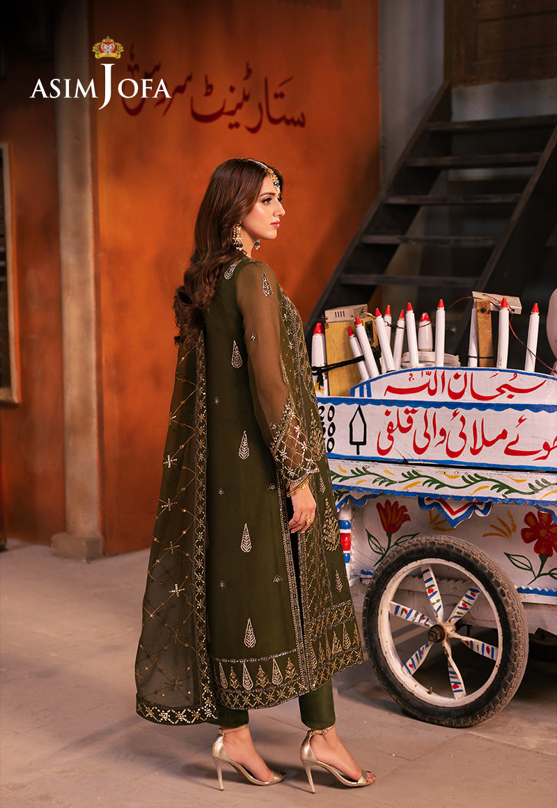 AJKKB-16 EMBROIDERED CHIFFON STITCHED 3 PCS