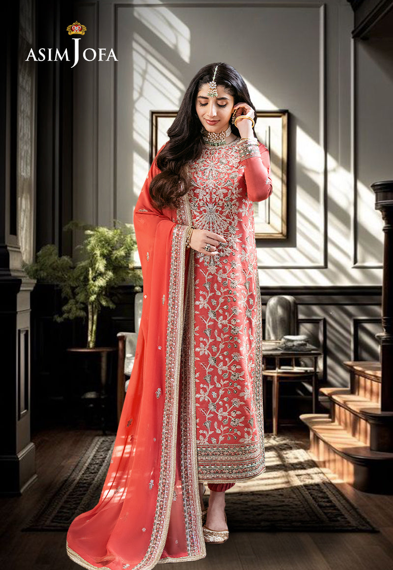 AJKMD-12 EMBROIDERED SILK STITCHED 3 PCS