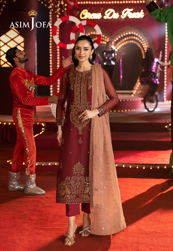 AJLFB-05 EMBROIDERED CHIFFON STITCHED 3 PCS