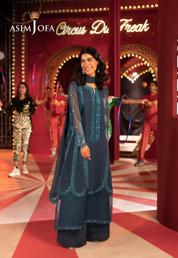 AJLFB-14 EMBROIDERED CHIFFON STITCHED 3 PCS