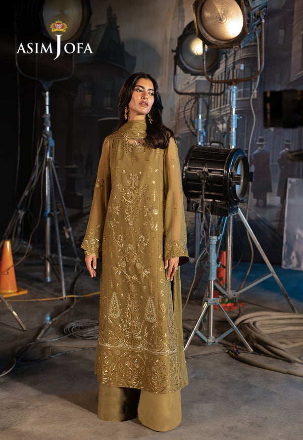 AJLFB-15 EMBROIDERED CHIFFON STITCHED 3 PCS