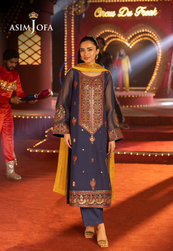 AJLFB-16 EMBROIDERED CHIFFON STITCHED 3 PCS