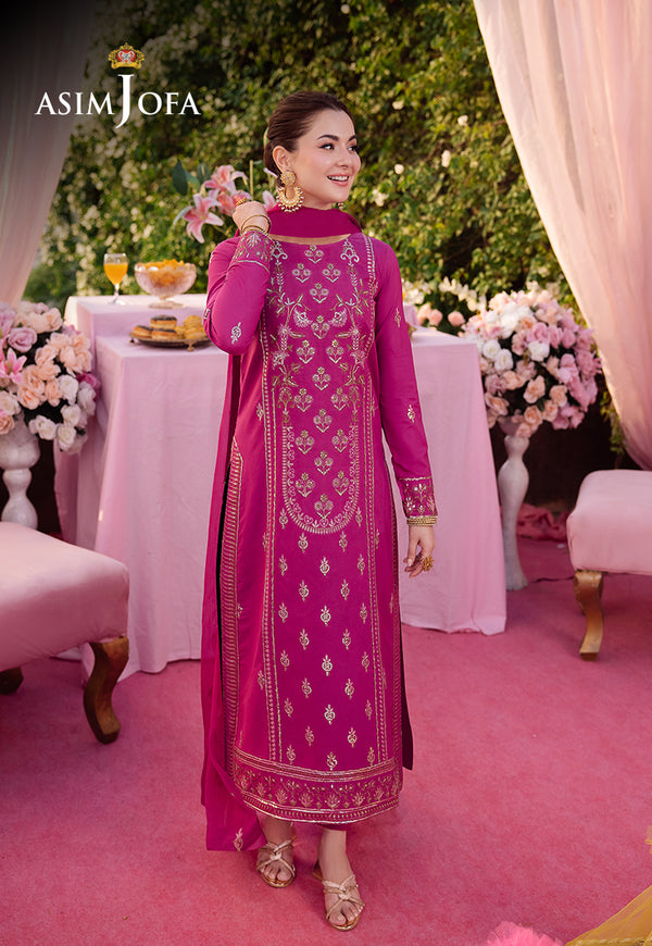 AJMJB-21 EMBROIDERED LAWN SILK STITCHED 3 PCS