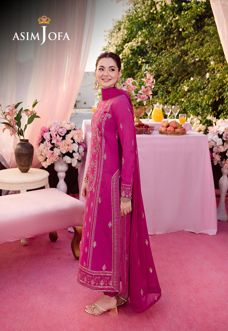 AJMJB-21 EMBROIDERED LAWN SILK STITCHED 3 PCS