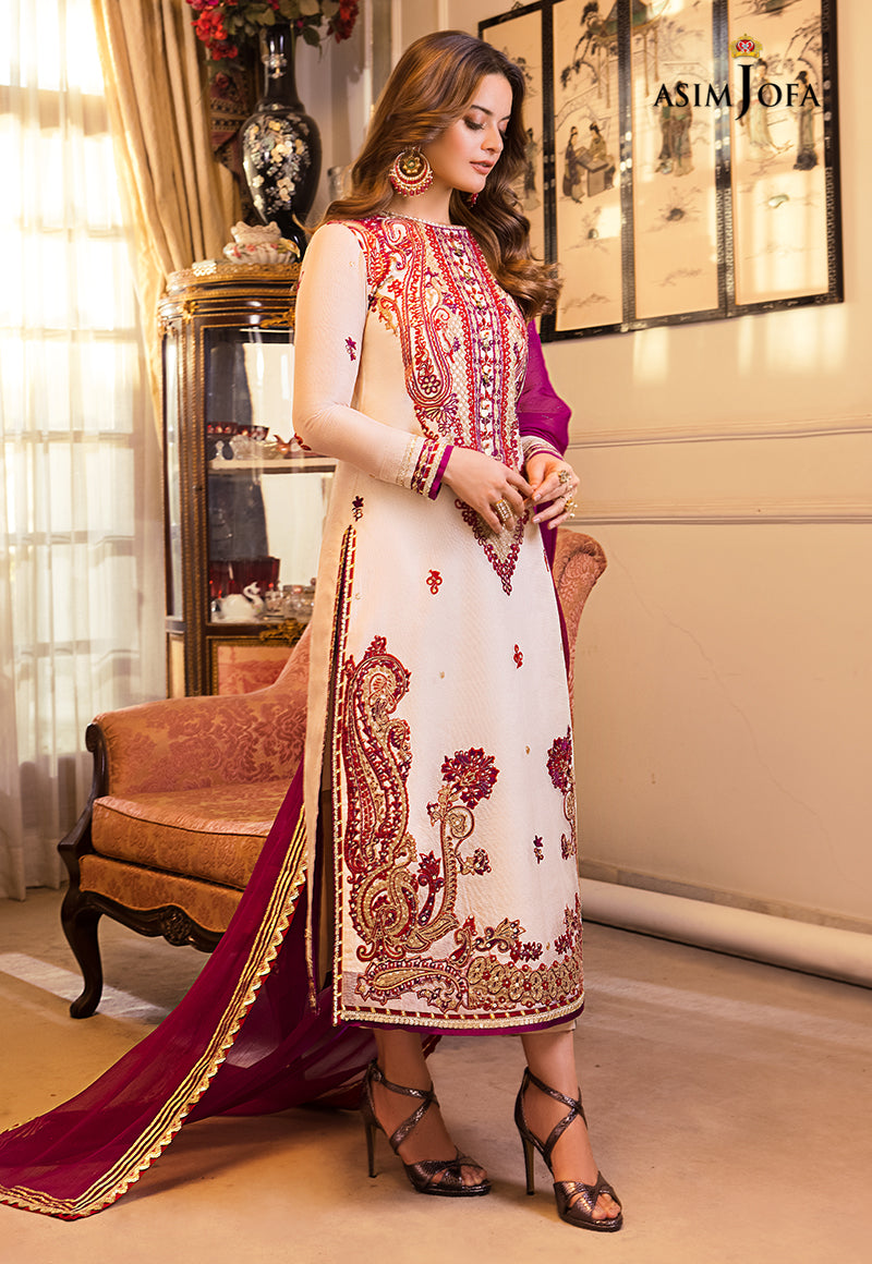 AJSMD-20 EMBROIDERED COTTON NET ORGANZA STITCHED 2 PCS