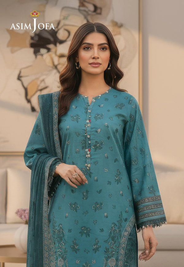 AJSO-120 PRINTED EMBROIDERED LAWN Shirt Dupatta 2 PCS