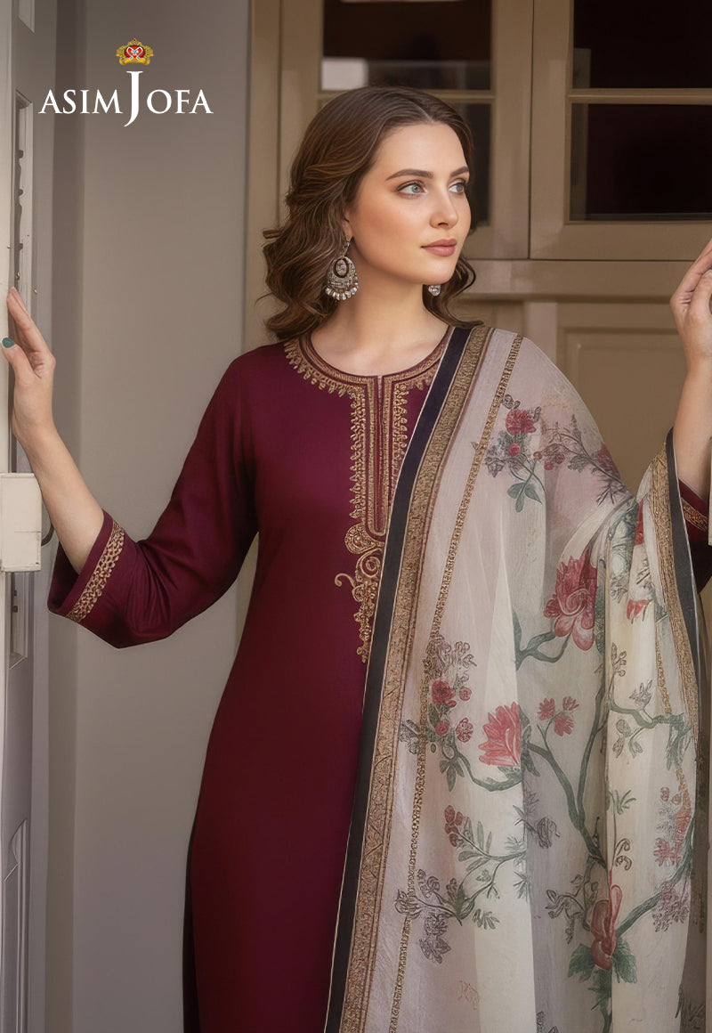 Ajso-124 Unstitched 3 Pcs Shirt Dupatta Trouser