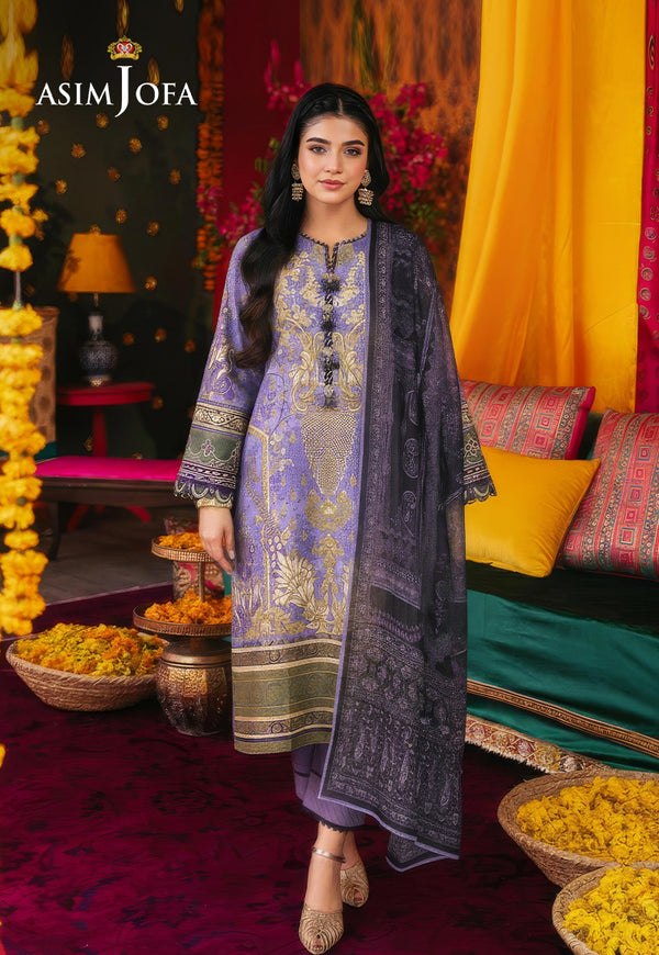 AJSO-128 PRINTED LAWN Shirt  Dupatta 2 PCS