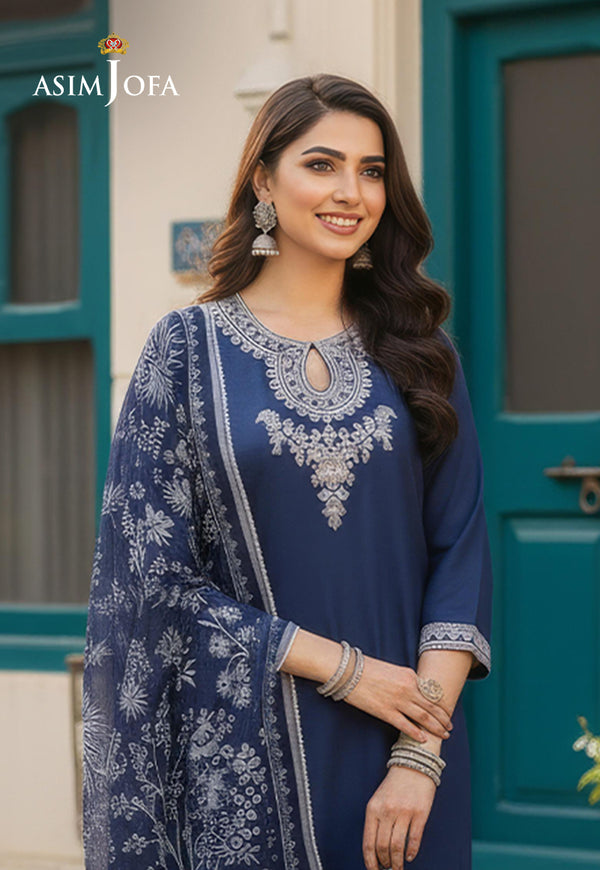 AJSO-135 Embroidered Jacquard Shirt Dupatta 2 PCS