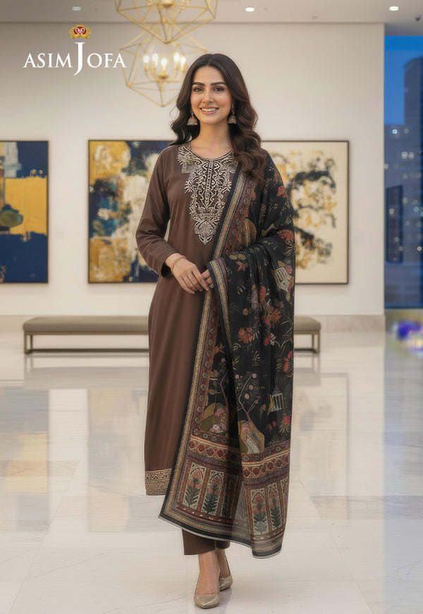 AJSO-139 Embroidered Jacquard Shirt Dupatta 2 Pcs