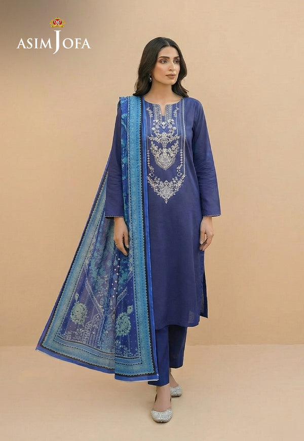 AJSO-144 Embroidered Jacquard SHIRT DUPATTA 2 Pcs