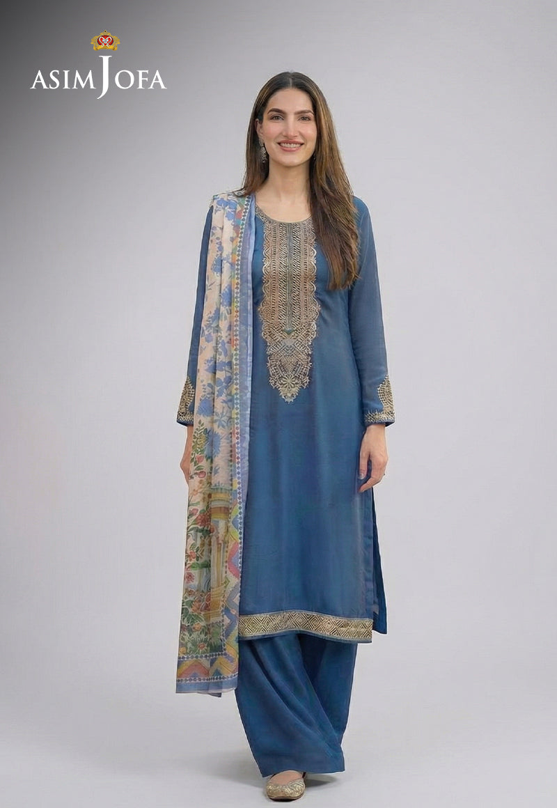 Ajso-146 Unstitched 3 Pcs Shirt Dupatta Trouser