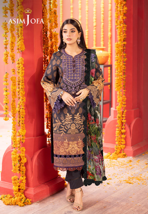 AJSO-154 EMBROIDERED JACQUARD Shirt Dupatta Trouser 3 PCS