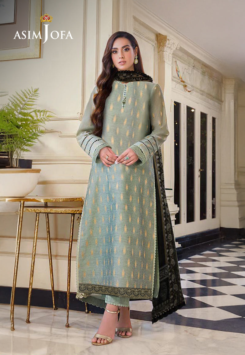 Ajso-162 Unstitched 3 Pcs Shirt Dupatta Trouser