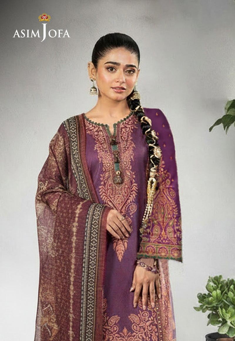 Ajso-161 Unstitched 3 Pcs Shirt Dupatta Trouser