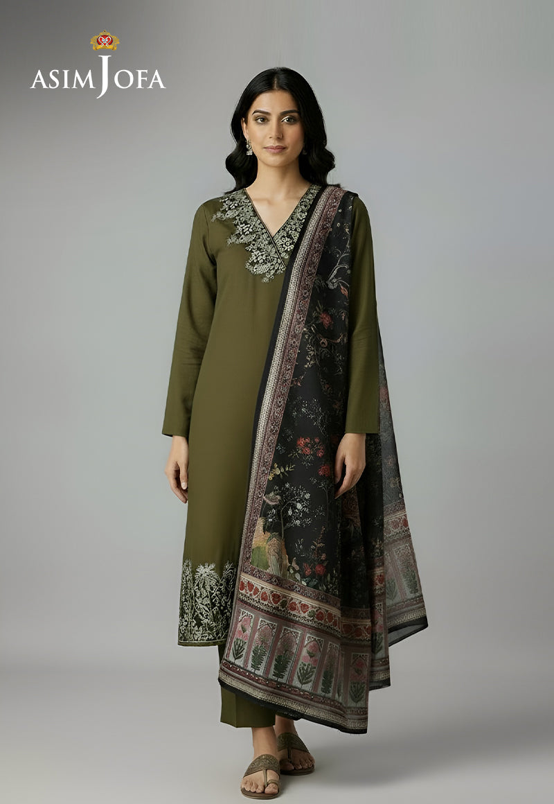 Ajso-163 Unstitched 3 Pcs Shirt Dupatta Trouser