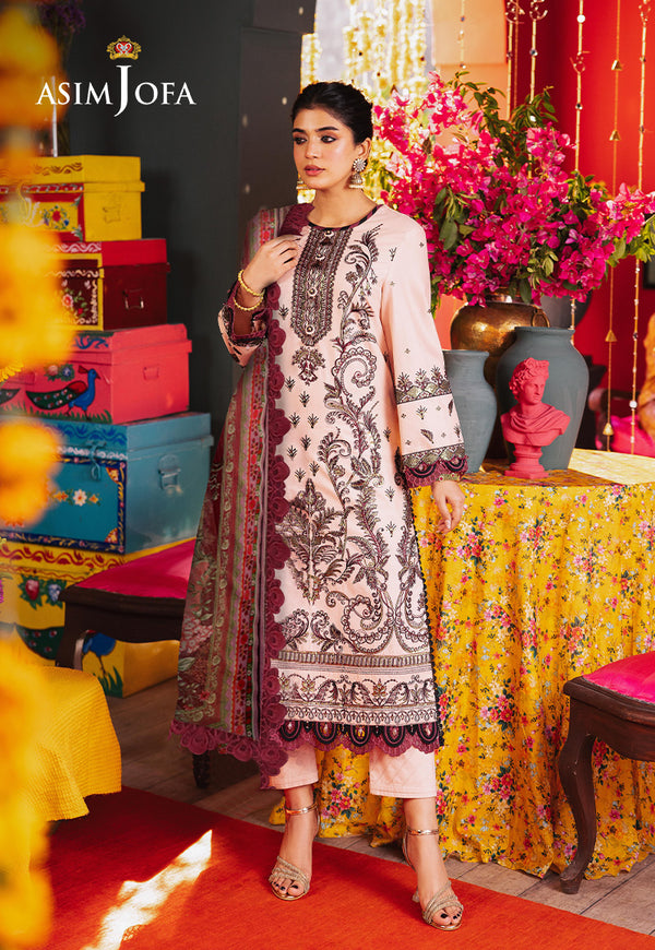 AJSO-170 EMBROIDERED TWILL Shirt Dupatta Trouser  3 PC