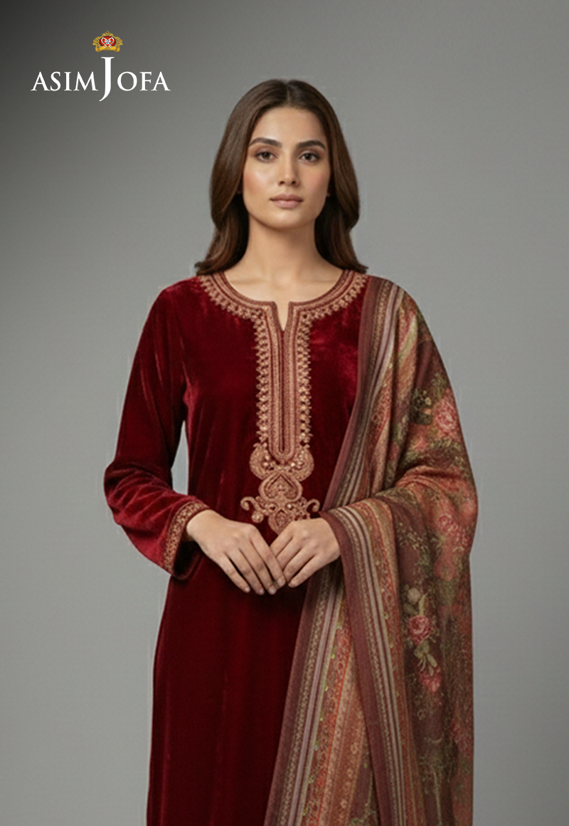 Ajso-197 Unstitched 3 Pcs Shirt Dupatta Trouser