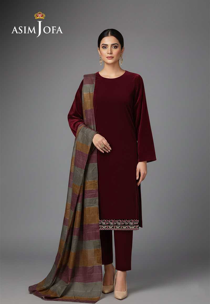 Ajso-198 Unstitched 3 Pcs Shirt Dupatta Trouser