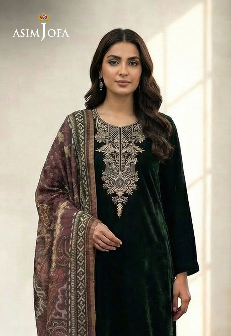 Ajso-203 Unstitched 3 Pcs Shirt Dupatta Trouser