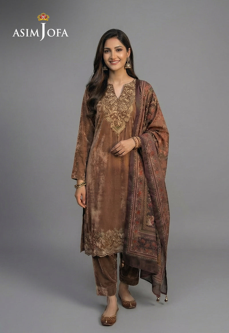 Ajso-204 Unstitched 3 Pcs Shirt Dupatta Trouser