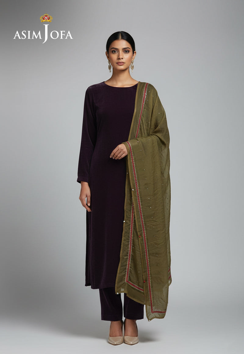Ajso-206 Unstitched 3 Pcs Shirt Dupatta Trouser