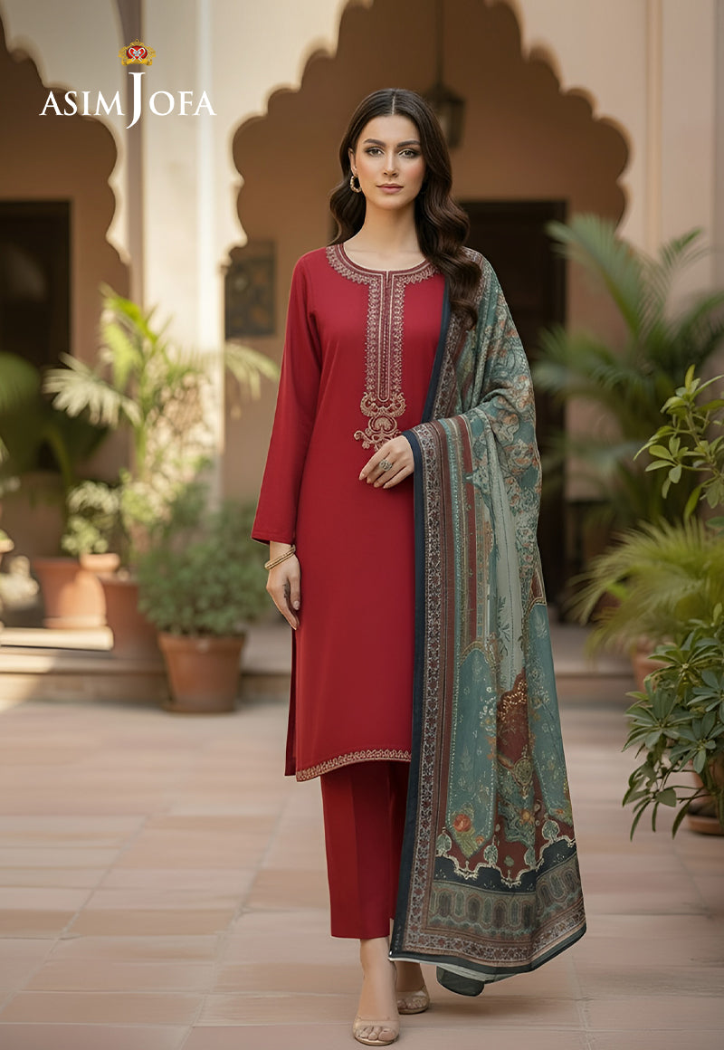 Ajso-241 Unstitched 3 Pcs Shirt Dupatta Trouser