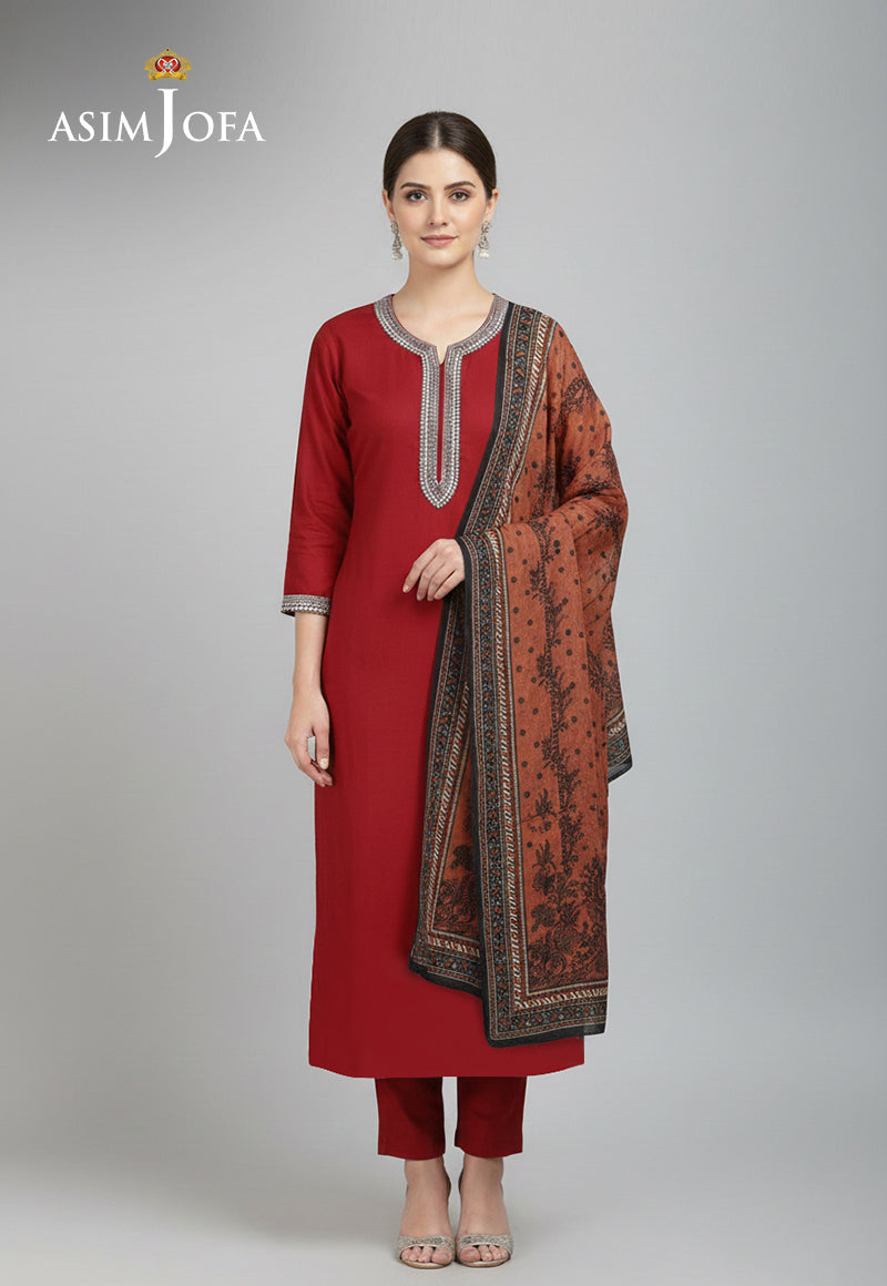Ajso-246 Unstitched 3 Pcs Shirt Dupatta Trouser