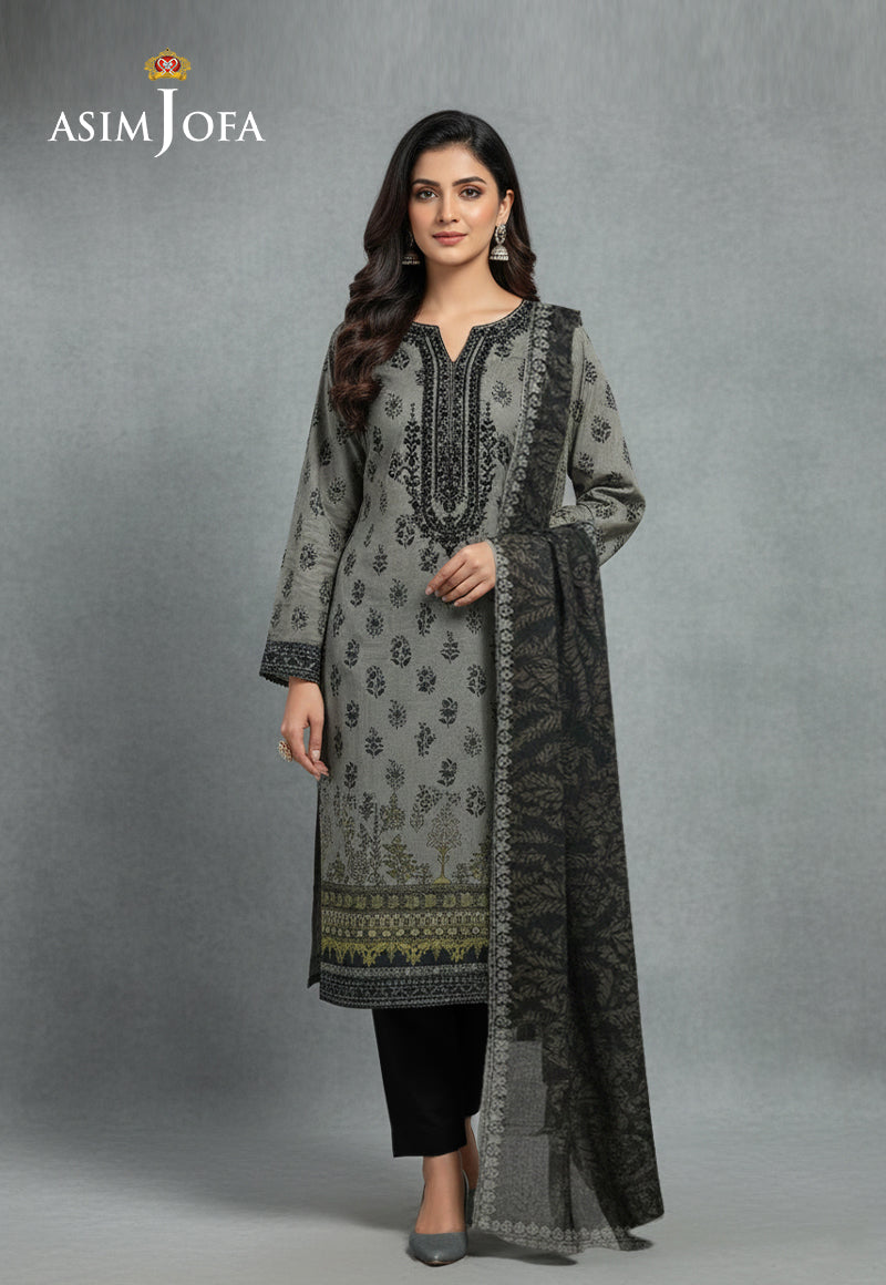 Ajso-247 Unstitched 3 Pcs Shirt Dupatta Trouser