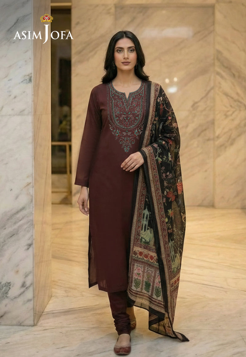 Ajso-258 Unstitched 3 Pcs Shirt Dupatta Trouser