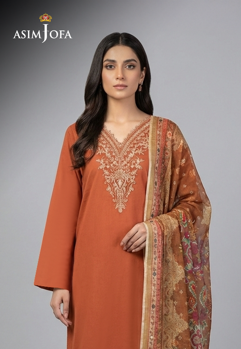 Ajso-266 Unstitched 3 Pcs Shirt Dupatta Trouser