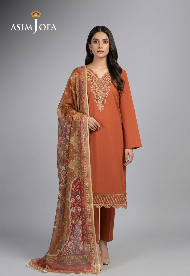 Ajso-266 Unstitched 3 Pcs Shirt Dupatta Trouser
