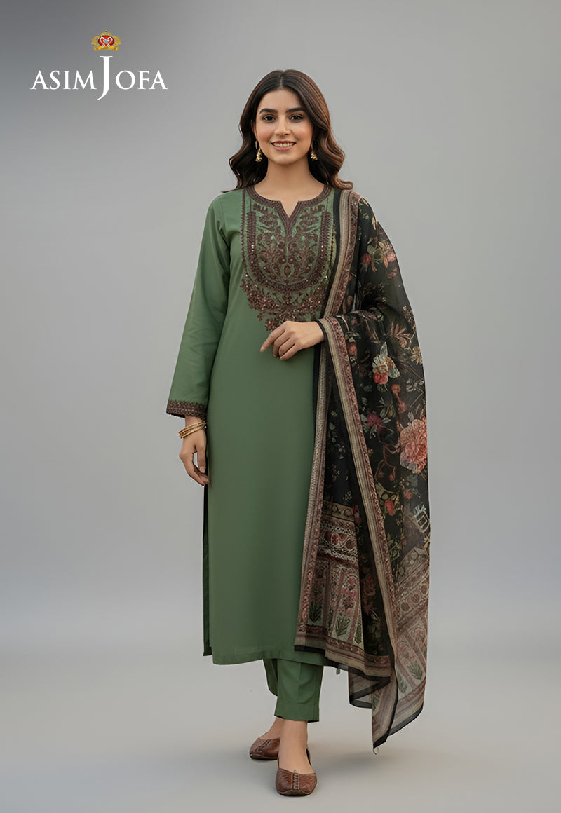 Ajso-274 Unstitched 3 Pcs Shirt Dupatta Trouser
