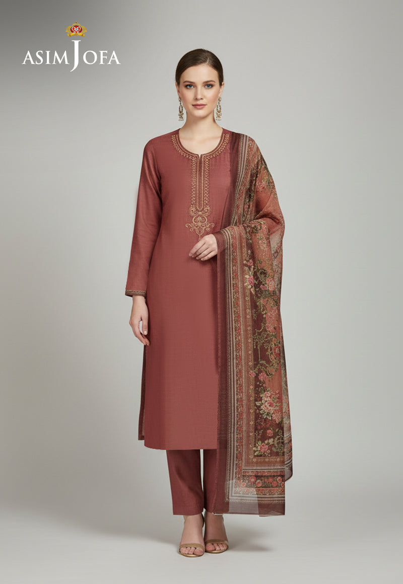 Ajso-281 Unstitched 3 Pcs Shirt Dupatta Trouser