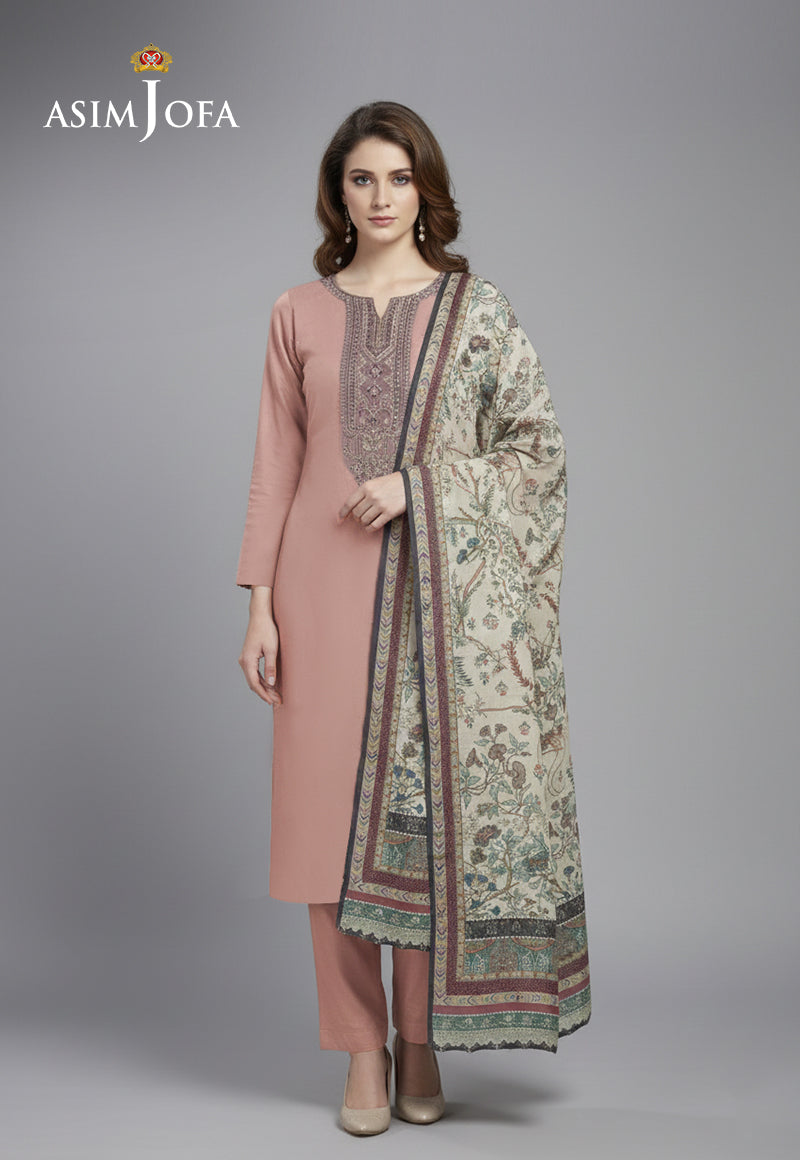 Ajso-300 Unstitched 2 Pcs Shirt Dupatta