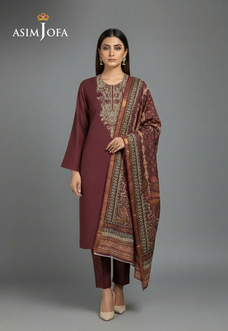 AJSO-406 Unstitched 3 Pcs Shirt Dupatta Trouser