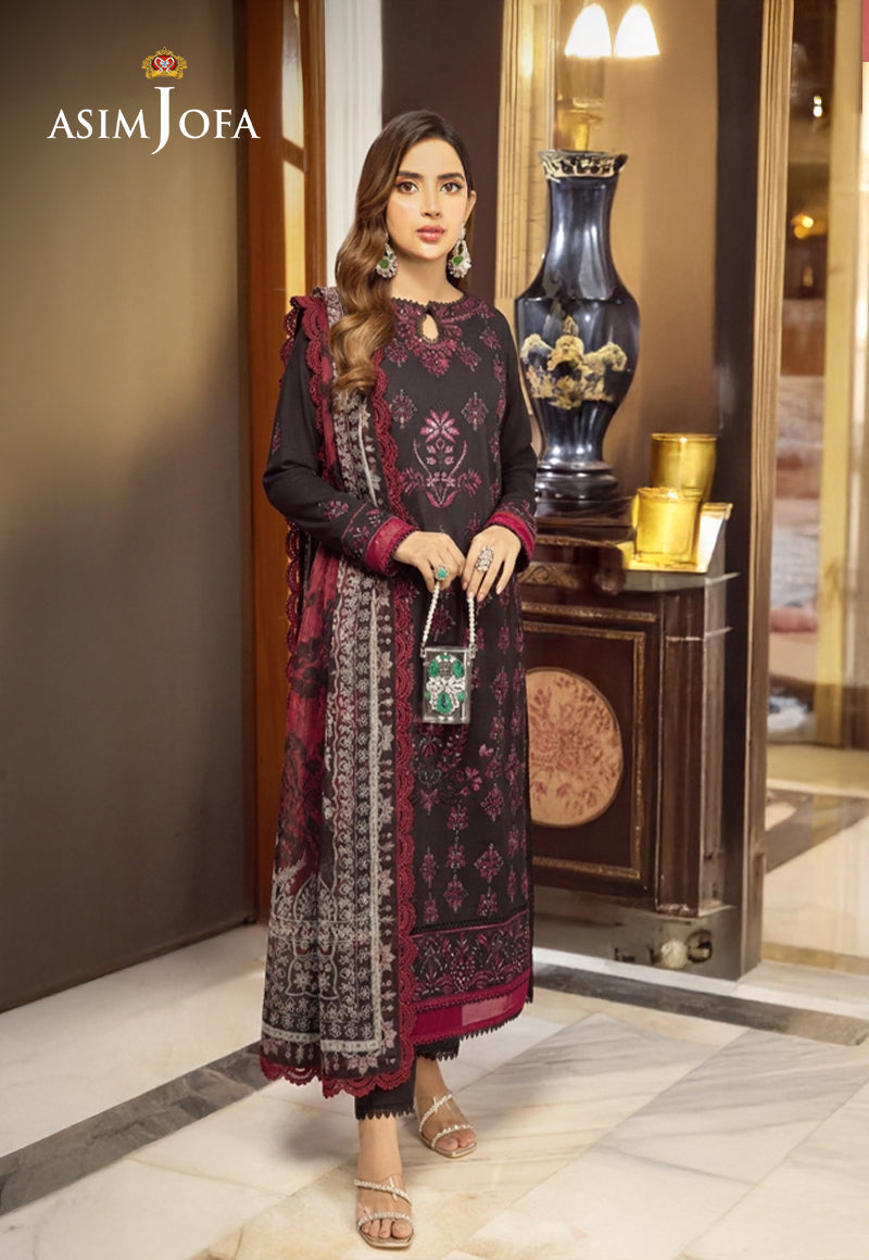 Ajso-68 Unstitched 3 Pcs Shirt Dupatta Trouser
