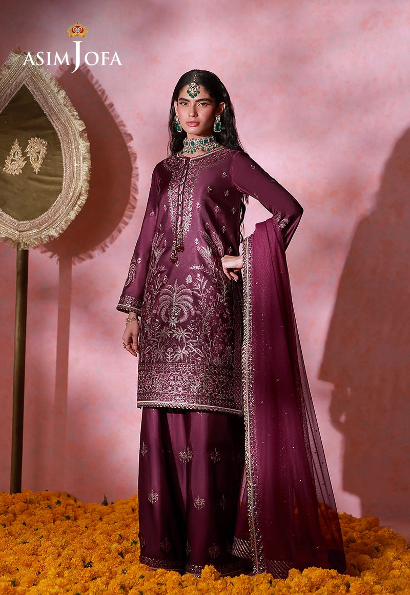 AJULFI-03 Embroidered Charmeuse Silk Unstitched 3 Pcs