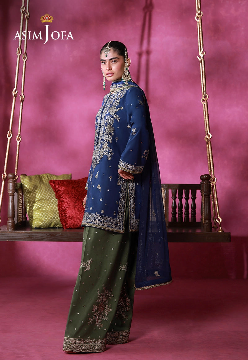 AJULFI-10 Embroidered Raw Silk Unstitched 3 Pcs