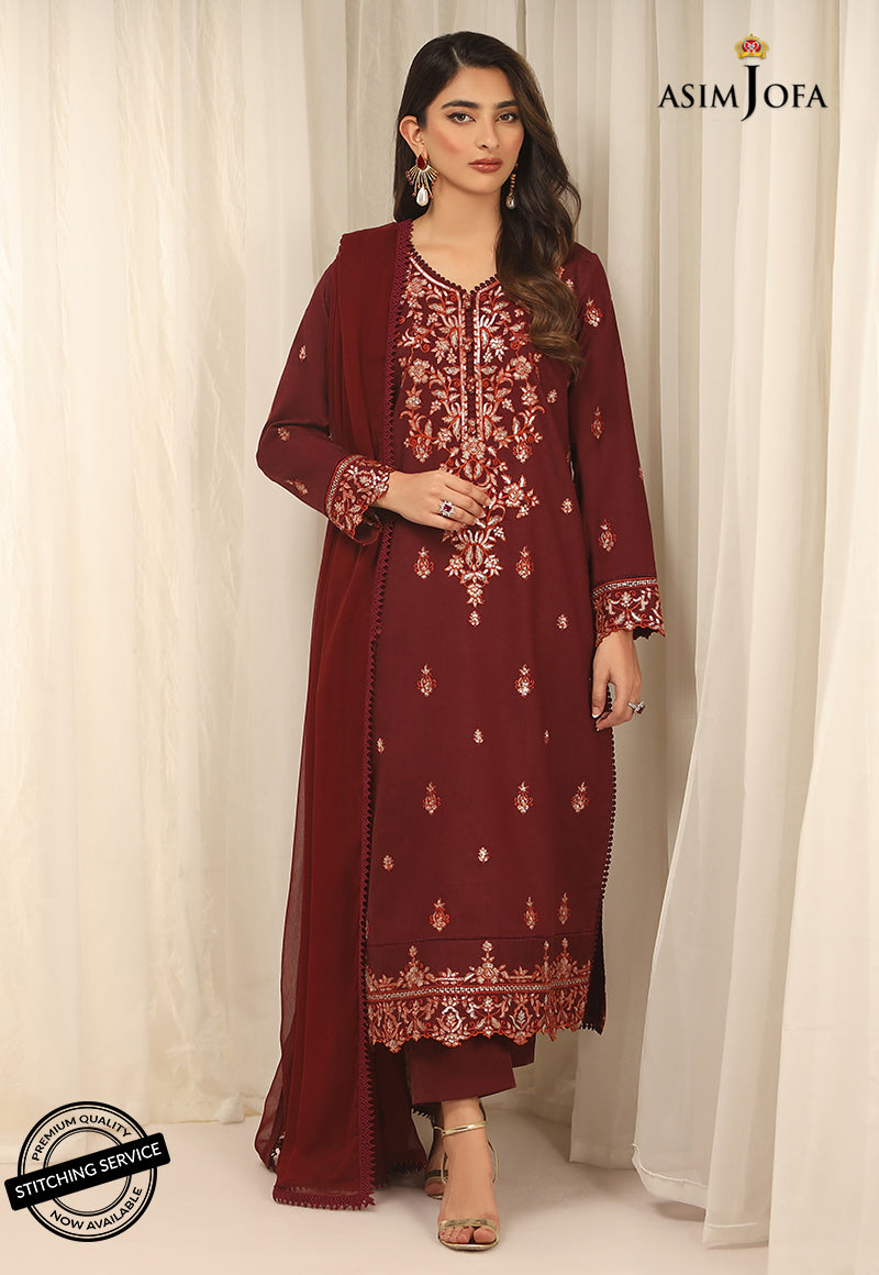 AJWED-14 EMBROIDERED SELF-JACQUARD STITCHED 3 PCS
