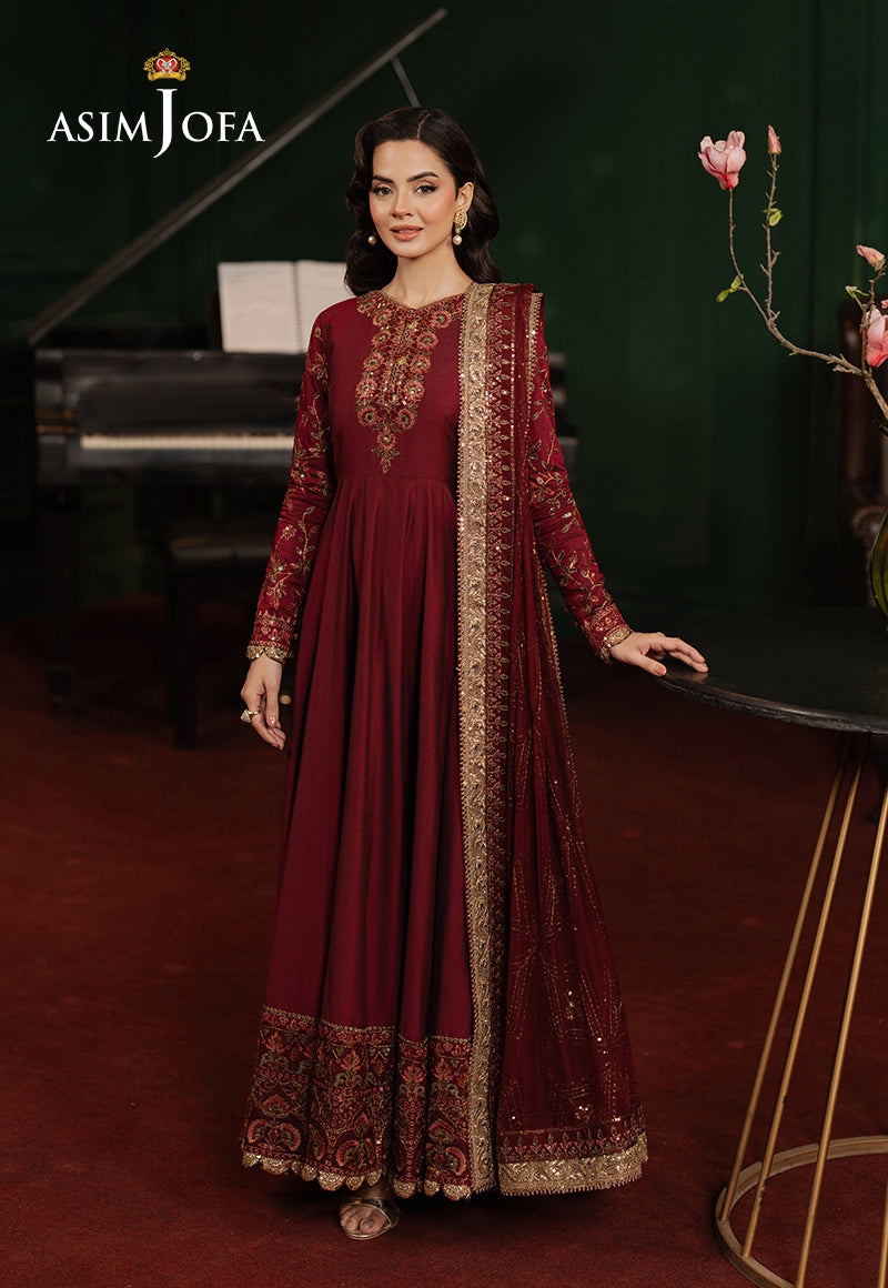 AJPFD-15 EMBROIDERED TWO TONE COTTON SILK STITCHED 3 PCS