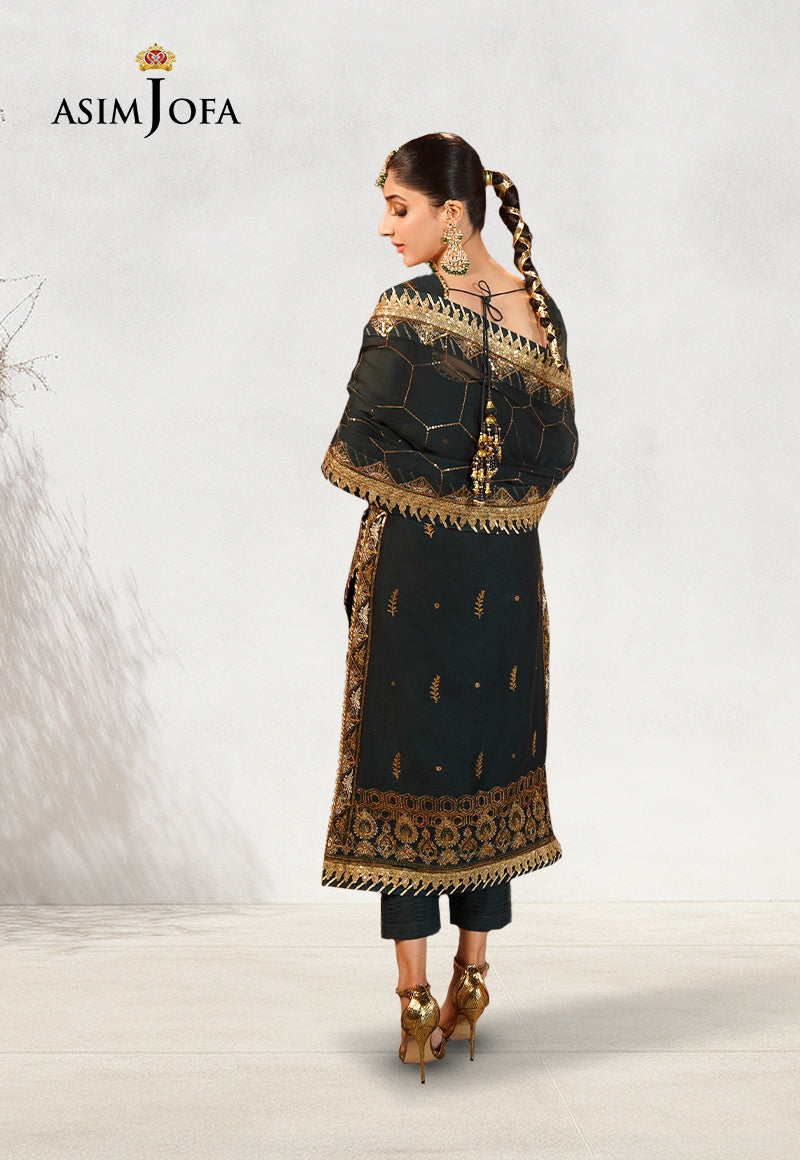 AJCDD-18 EMBROIDERED CHIFFON STITCHED 3 PCS