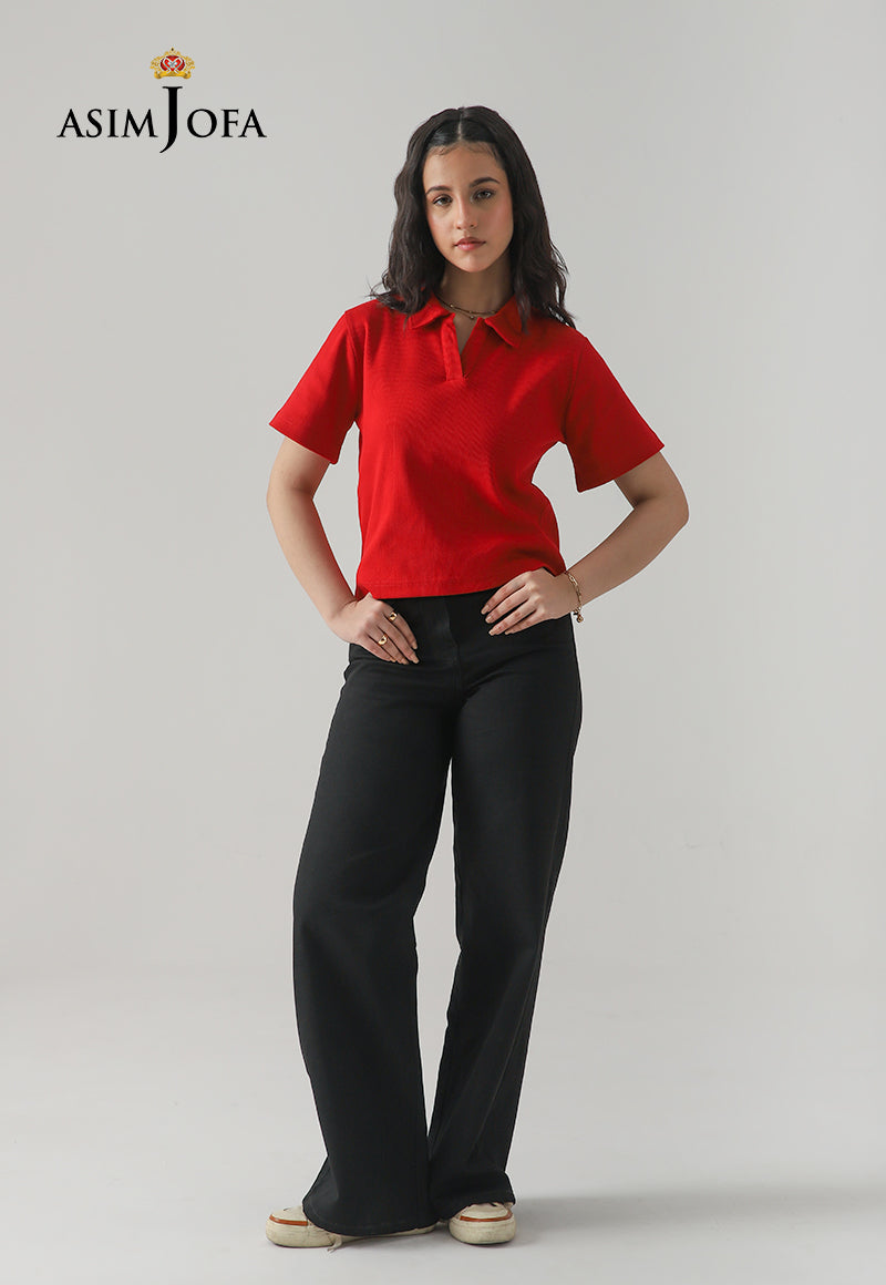 AJWKTD-01 KNITTED RIB COLLAR SHIRT STITCHED 1 PC