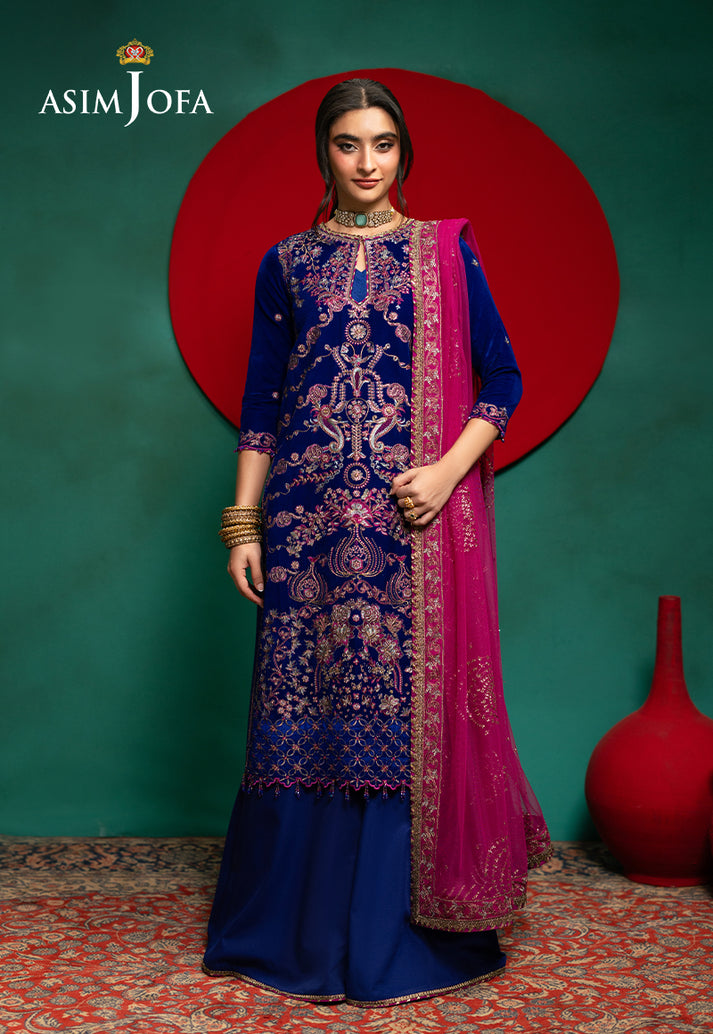 AJUMV-09 Embroidered Velvet Unstitched 3 Pcs – Asim Jofa